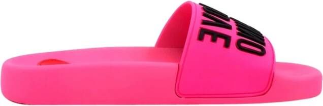 Love Moschino Iconische Fuchsia Sliders Pink Dames