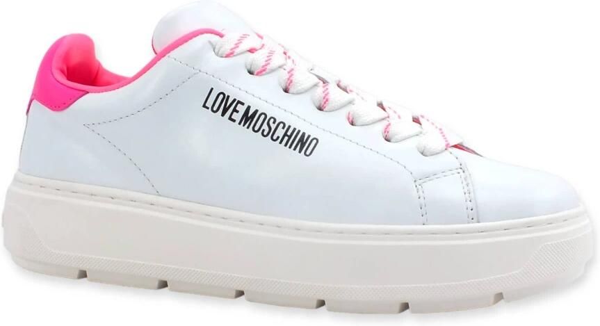 Love Moschino Trendy Leren Platform Sneakers White Dames