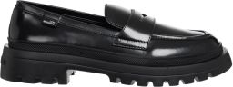 Love Moschino Zwarte leren mocassin met rubberen zool Black Dames