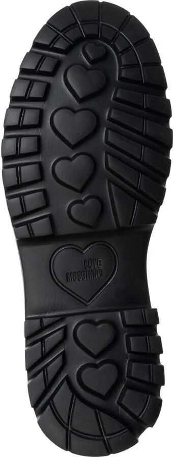 Love Moschino Zwarte leren mocassin met rubberen zool Black Dames