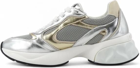 Love Moschino Crystal love chunky leren sneakers zilver goud beige - Foto 2