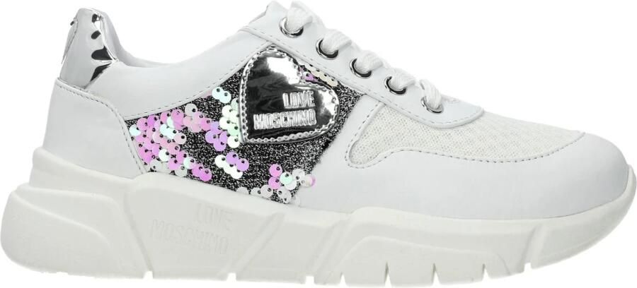 Love Moschino Witte Stoffen Sneakers met Zijdetail - Foto 2
