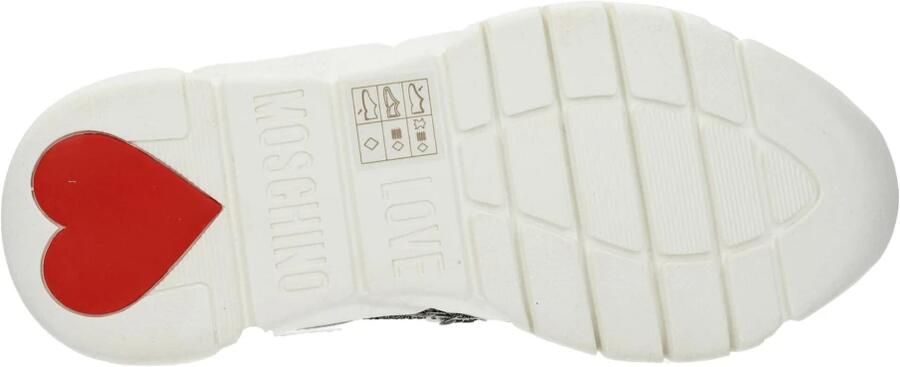 Love Moschino Witte Stoffen Sneakers met Zijdetail