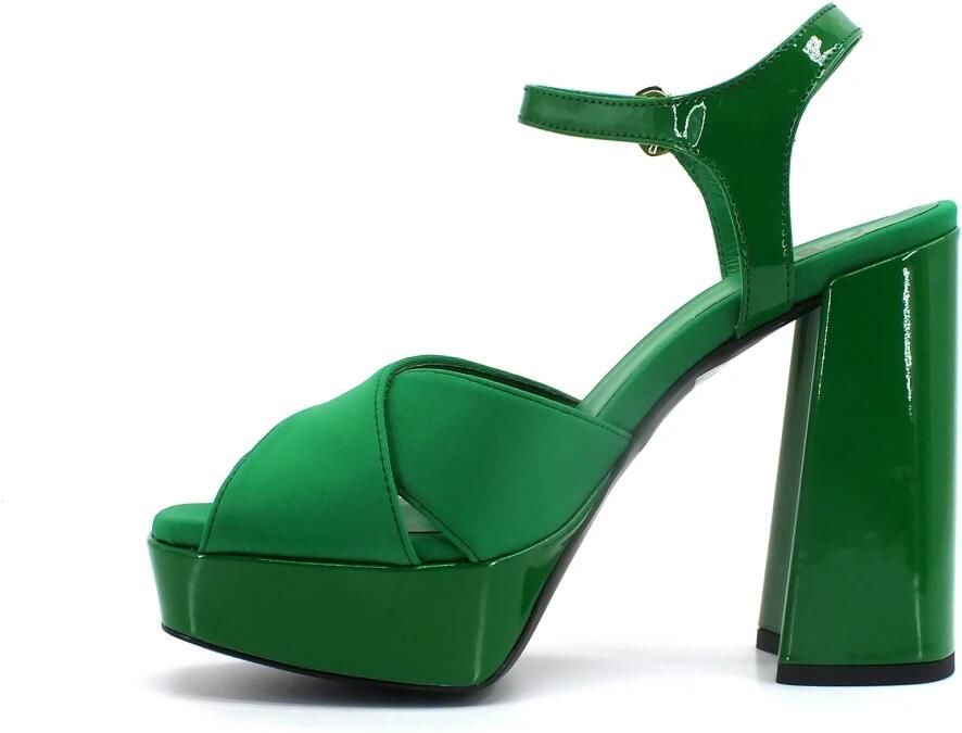 Love Moschino Groene Kruisband Blokhak Sandalen Green Dames - Foto 3