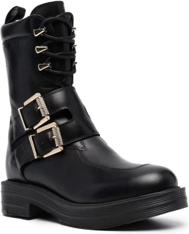 Love Moschino Combatlaarzen met gouden gespen Black Dames
