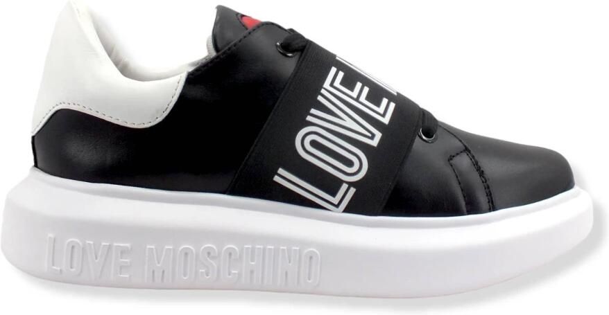 Love Moschino Platform Sneakers met Oogjes Detail Black - Foto 6