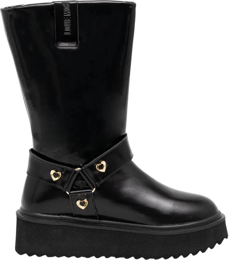 Love Moschino Leren enkellaarsjes met plateauzool
