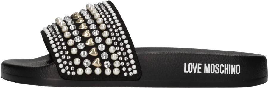 Love Moschino Platte schoenen van stof met applicaties
