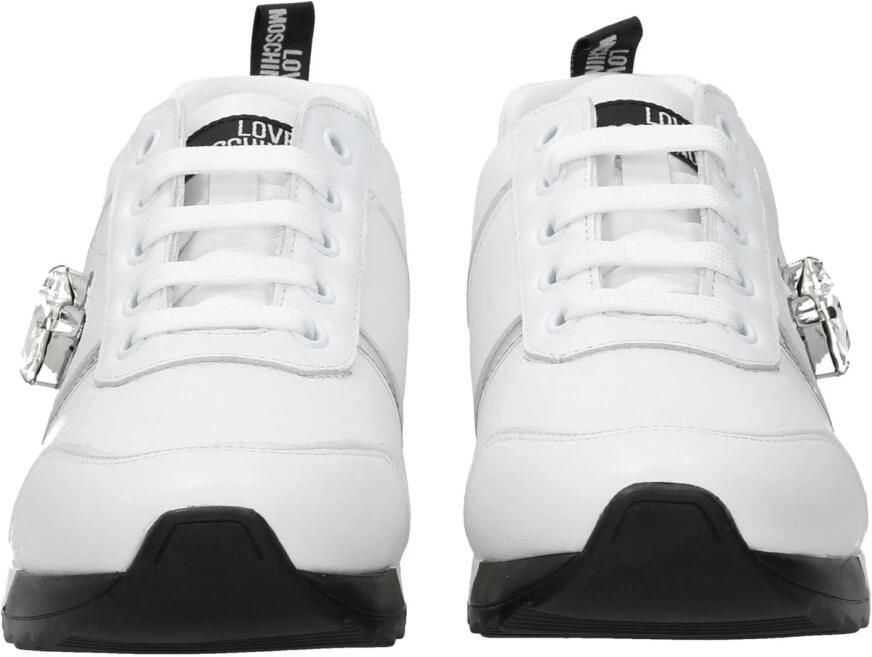 Love Moschino Witte Leren Lage Sneakers