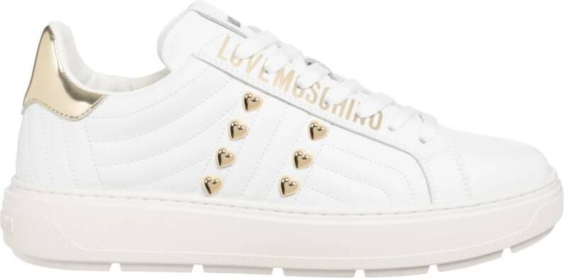 Love Moschino Luxe Leren Sneakers voor Vrouwen White Dames