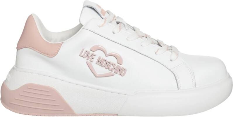 Love Moschino Multicolor Leren Vetersluiting Sneakers White Dames