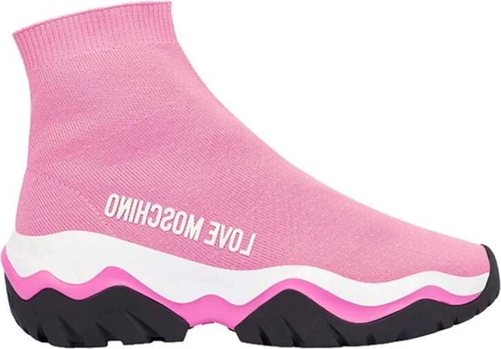 Love Moschino Modieuze Sneakers met Multikleurige Zool Roze Dames