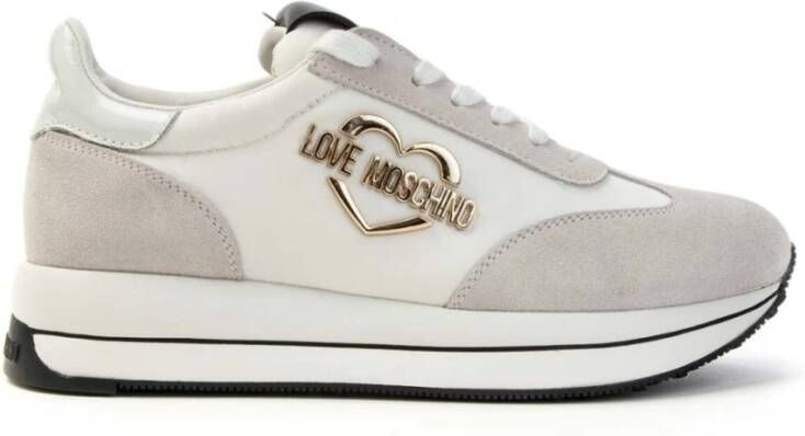 Love Moschino Nylon Sneakers met Hart Logo Wit Dames