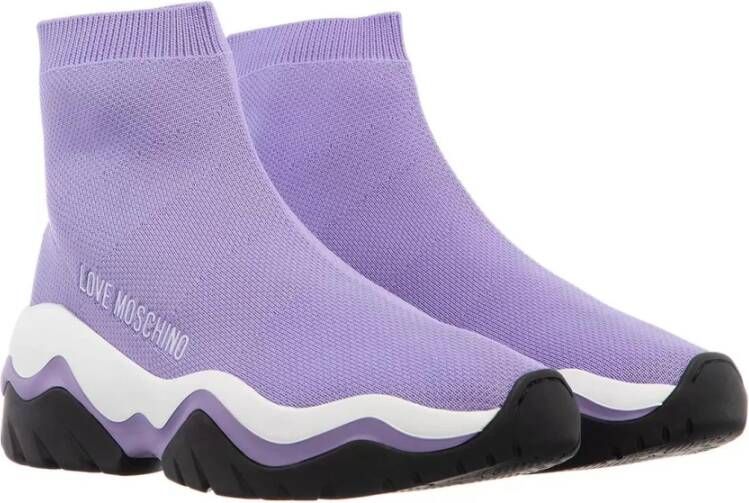Love Moschino Paarse Logo Sokken Lichtgewicht Textiel Purple Dames