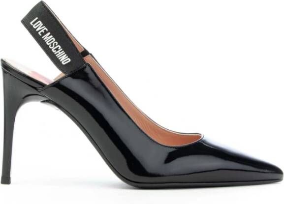 Moschino Zwarte lakleren pumps met puntige neus en open hiel Black Dames