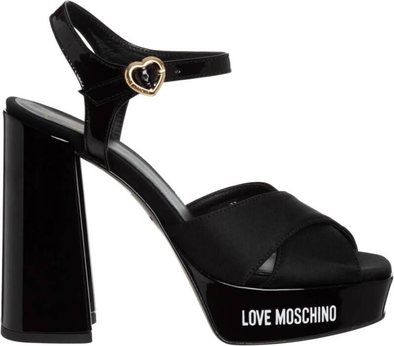 Love Moschino Fantasy Color Leren Plateau Sandalen Black Dames - Foto 4