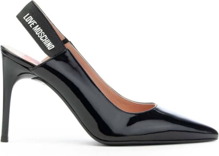 Moschino Zwarte lakleren pumps met puntige neus en open hiel Black Dames