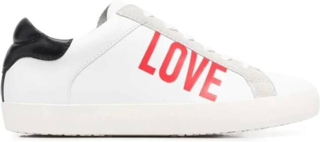 Moschino Love Leren Sneaker in Wit Zwart White Dames