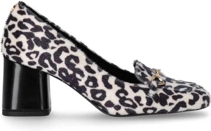 Love Moschino Sneakers met luipaardprint van ponyhaar Wit Dames