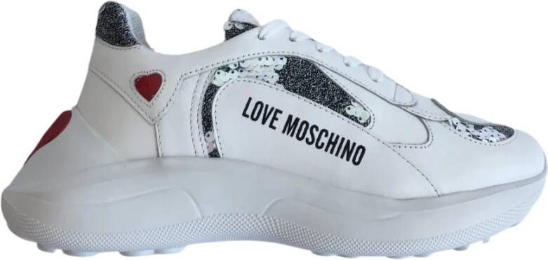 Love Moschino Sneakers met pailletten en applicaties White Dames