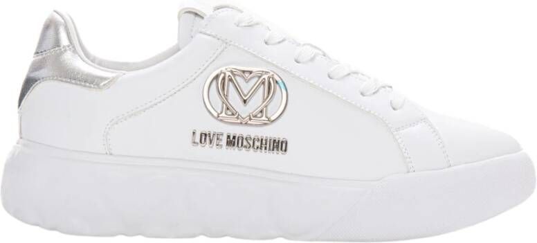 Love Moschino Sneakers met Veters en Logo White Dames