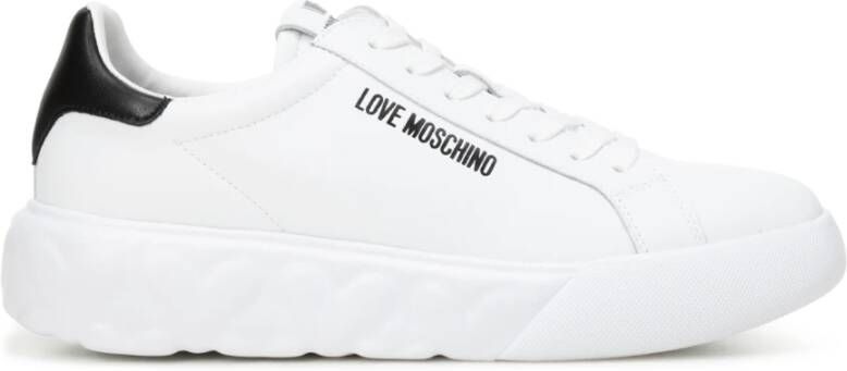 Love Moschino Sneakers van kalfsleer met contrasterende hak White Dames