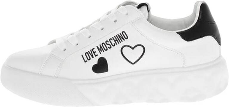 Love Moschino Witte Leren Sneakers Comfortabel en Stijlvol White Dames