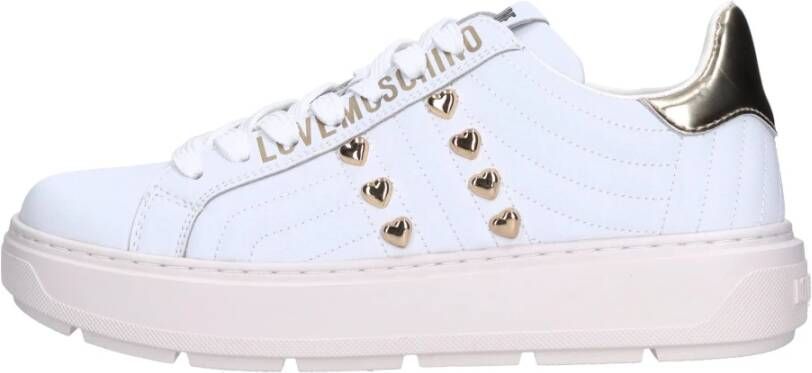 Love Moschino Luxe Leren Sneakers voor Vrouwen White Dames