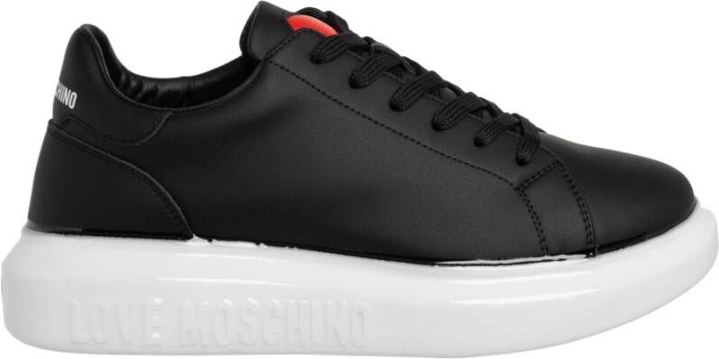 Love Moschino women's shoes leather trainers sneakers Zwart Dames