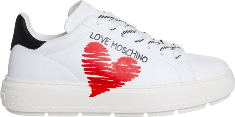 Love Moschino Sportschoenen met Print Wit Dames