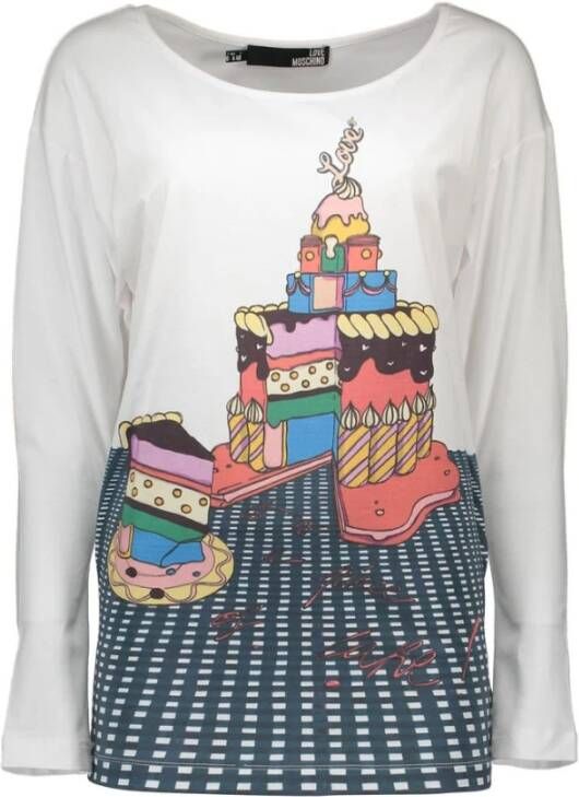 Love Moschino Stijlvol Wit Boot Hals Dames Top