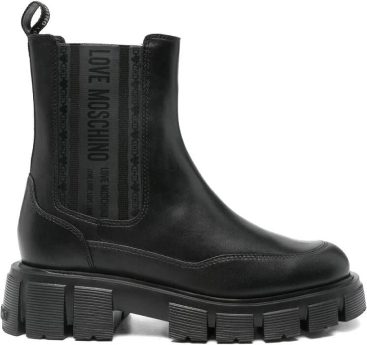Love Moschino Stijlvolle Nero Enkellaarzen Aw25