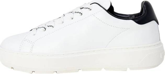 Love Moschino Witte Leren Sneakers met Plateau en Brand Logo White Dames