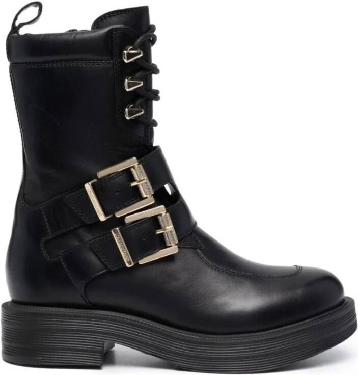 Love Moschino Combatlaarzen met gouden gespen Black Dames