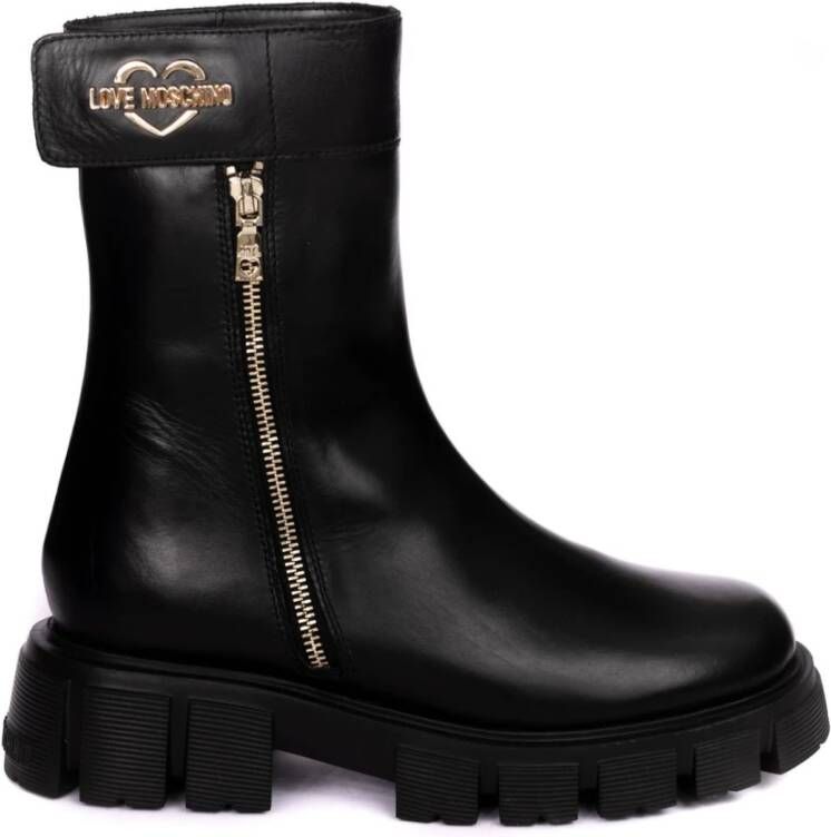 Love Moschino Witte Leren Kwast Schoudertas Black Dames