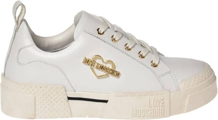 Love Moschino Witte Leren Sneakers voor Dames White Dames