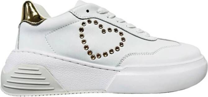 Love Moschino Witte Leren Sneakers voor Dames Wit Dames