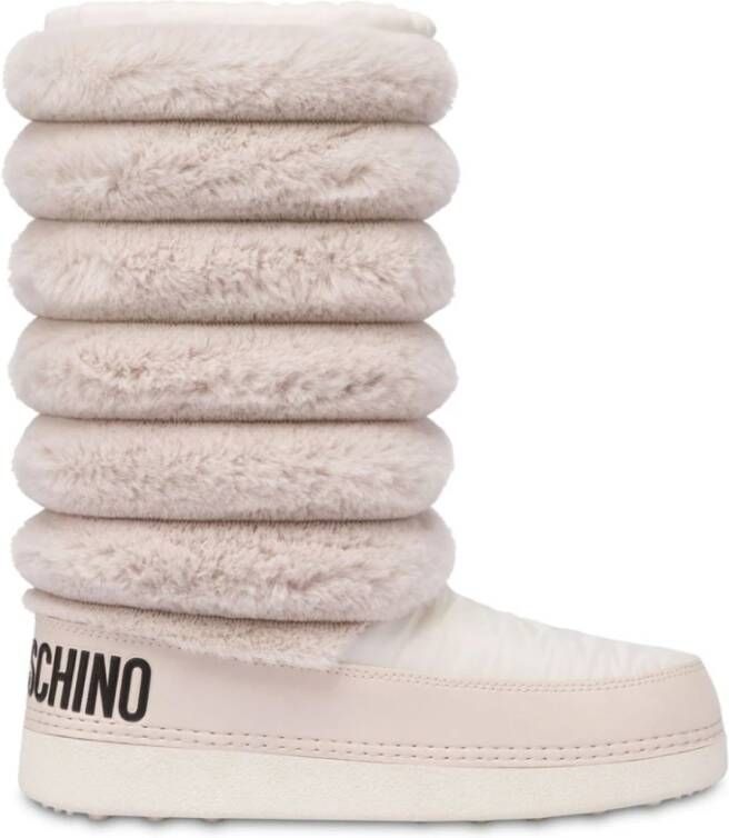 Love Moschino Witte platte schoenen met bonteffect
