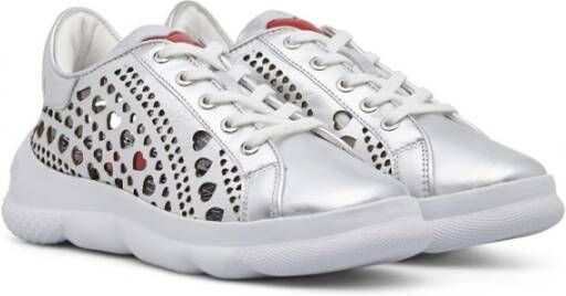Love Moschino Zilveren Synthetisch Leren Sneakers Grijs Dames