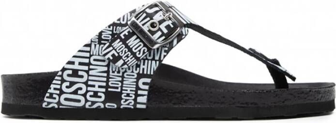 Love Moschino Zomerse Chic Leren Flip Flops Zwart Dames