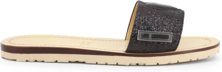 Love Moschino Zomerse Glam Sliders voor vrouwen Zwart Dames