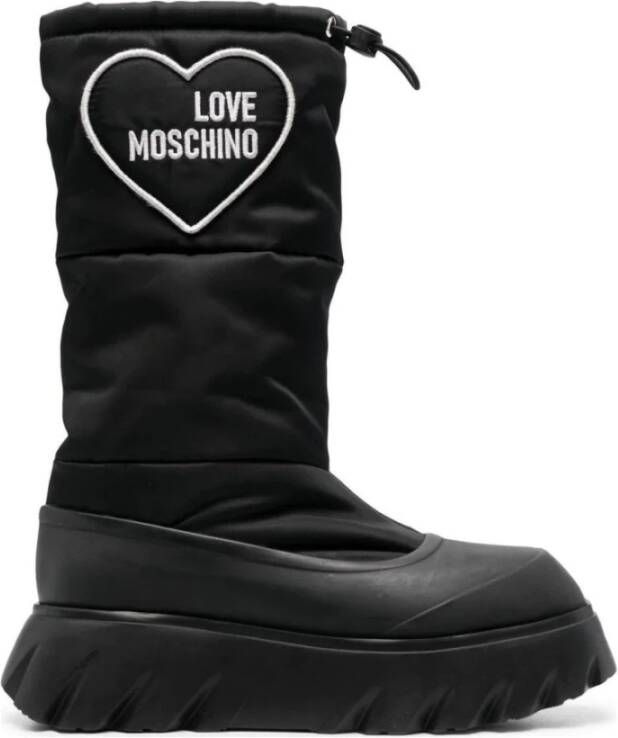 Love Moschino Laarzen met hartpatch Zwart
