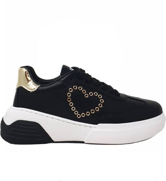 Love Moschino Zwarte Leren Sneakers voor Dames Zwart Dames