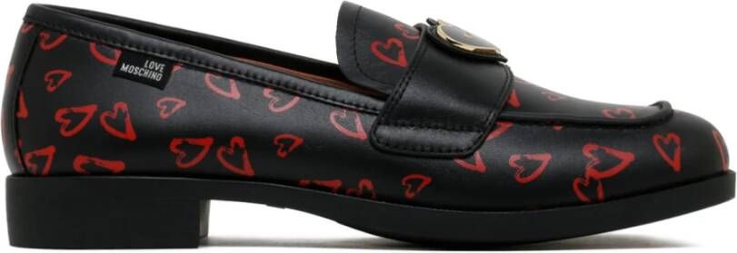 Love Moschino Zwarte Logo Applique Loafers Multicolor Dames