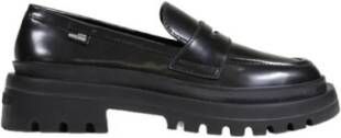 Love Moschino Zwarte leren mocassin met rubberen zool Black Dames