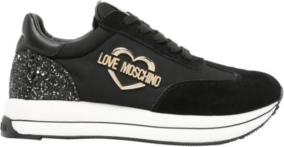 Love Moschino Zwarte Sneakers met Gouden Logo Black Dames