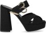 Love Moschino Zwarte stoffen sandalen met gekruiste bandjes en hartvormige gesp Zwart Dames - Thumbnail 1