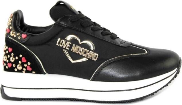 Love Moschino Zwarte Studded Sneakers Black Dames