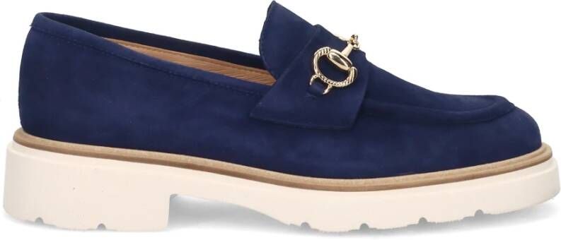 Luca Grossi Blauwe Suède Mocassin met Gouden Klem
