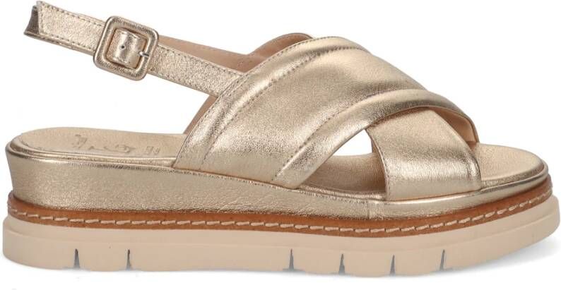 Luca Grossi Gouden leren sandalen met gekruiste banden